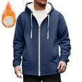 thumbnail image 2 of qolati Mens Hoodies Oversized Fleece Sweatshirt Full Zip Hoodie Sweater Jacket Casual Long Sleeve Winter Warm Coat with Pockets Dark Blue XXXL, 2 of 9