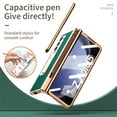 thumbnail image 4 of SaniMore Case for Samusng Galaxy Z Fold 5 6.7" 2023, Leather Skin Platng Frame Hinge Protection Screen Ptotector Hidden Kickstand Pen Slot All-inclusive Heavy Duty Protective Case for Z Fold 5, Green, 4 of 8