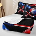thumbnail image 4 of meiyoeat Patriotic Cross Baseball Bed Spread Queen for Boys, Red Blue USA Flag Drip Queen Coverlet Set, 3-Piece, 1 Comforter and 2 Pillowcases, 4 of 7