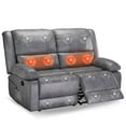 thumbnail image 3 of AECOJOY Reclining Loveseat with Heat&Massage Function, Double Recliner Recliner Loveseat Wall Hugger Loveseat 2-Seater Manual Control Faux Leather RV Couch, Home Theater Seating, Gray, 3 of 10