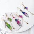 thumbnail image 4 of Granjero Gordo Pendientes asimétricos con forma de ala de mariposa y clip para la oreja con forma de ala de cristal, color naranja, 4 of 5