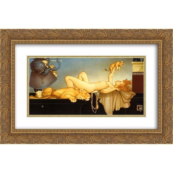 Dawn 2x Matted 24x20 Gold Ornate Framed Art Print by Michael Parkes