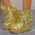 thumbnail image 6 of WSBDENLK Women's Colorful Ankle Boots with Side Zipper Plus-Size Comfortable Wedge Heel Ankle Boots, 6 of 9