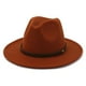 thumbnail image 5 of Qarigey Sombreros con hebilla de cinturón Vestido de color de invierno Elegantes gorras de ala ancha Cálida vaquero de lana Fiesta de boda al Rojo oscuro 58cm 2piezas, 5 of 6