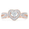 thumbnail image 2 of Round Cut Natural White Diamond Heart Frame Split Shank Engagement Ring In 14K Rose Gold Plated 925 Sterling Silver (Color: I-J, Clarity: I2-I3, 0.03 Cttw) -7.5, 2 of 8