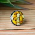 thumbnail image 3 of Honey Mohave Turquoise Ring, Signet Ring, 925 Silver Ring, Statement Ring, Round Cut Stone, Mosaic Ring Southwestern Ring, Personalized Gift, 3 of 10