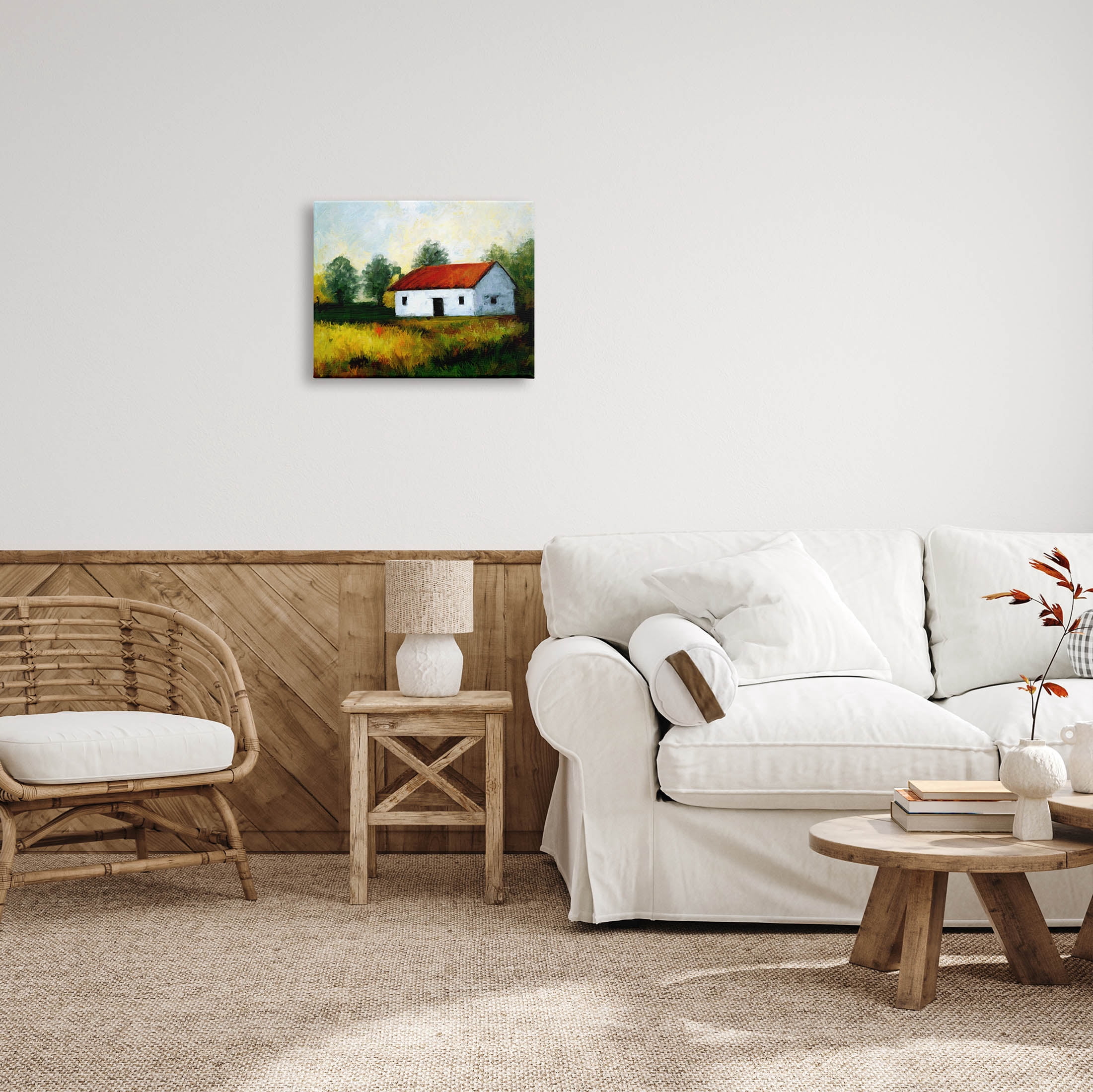 Stupell Industries Countryside Meadow Cottage Landscape Painting Gallery Wrapped Canvas Print Wall Art, Design by Ziwei Li