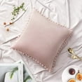 thumbnail image 2 of Pack of 2 Velvet Throw Pillow Covers Pompom Decorative Pillowcases Solid Soft Cushion Covers with Poms Square for Couch Sofa Bedroom Car 18x18inch Dark Green, 2 of 6