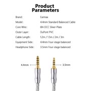 16-Strand 4.4mm to 3.5mm 6N OCC Balanced Cable 4ft Compatible with ATH-MSR7 AR2 AR3 AR5 SR5 SR3 AR3BT AR5BT SR5BT WS1100