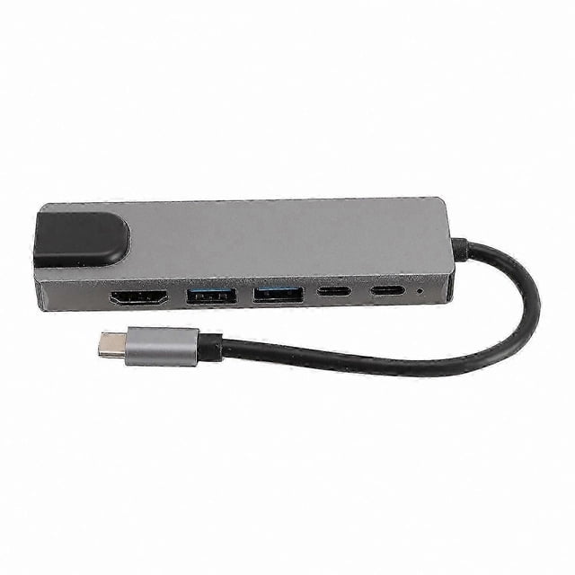 6-in-1 USB-C Docking Hub with USB 3.0, HDMI, Ethernet, and Power Delivery Support