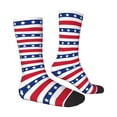 thumbnail image 3 of Uemuo American Patriotic Stars And Stripes Pattern Women's Crew Socks, Soft Durable Breathable Moisture-Wicking with Odor Control Cotton socks, 3 of 9
