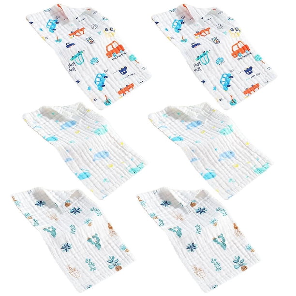 6 uds. Toalla de tela para chupar leche, toalla para la cara, 25*50cm, tela para chupar leche para bebés, Material de algodón, 6 capas, tela para chupar de algodón suave y absorbente - Tipo:
