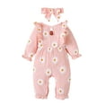 thumbnail image 2 of Baby Girl Clothes Long Sleeve Floral Printed Outfits Fall Winter Infant Girl Romper 9-12 Months, 2 of 6