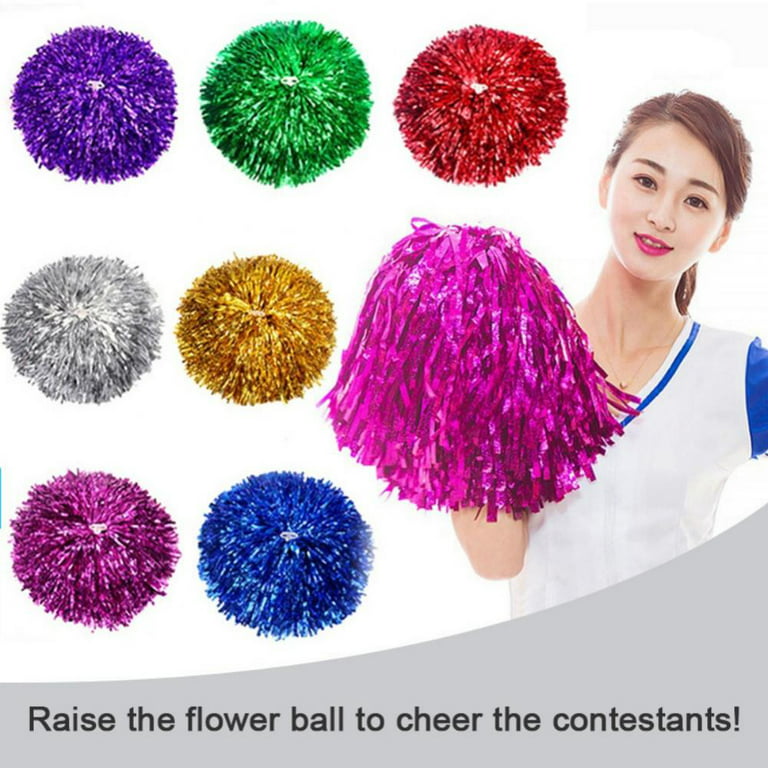 VAIPI 48 PCS Pompoms Cheerleader Pom Poms Kit with Handle Metallic Foil  Squad Team Spirited Fun Cheer Pom Poms Bulk for Kids Adults Dance Game  Party Sports Cheer Green & White 