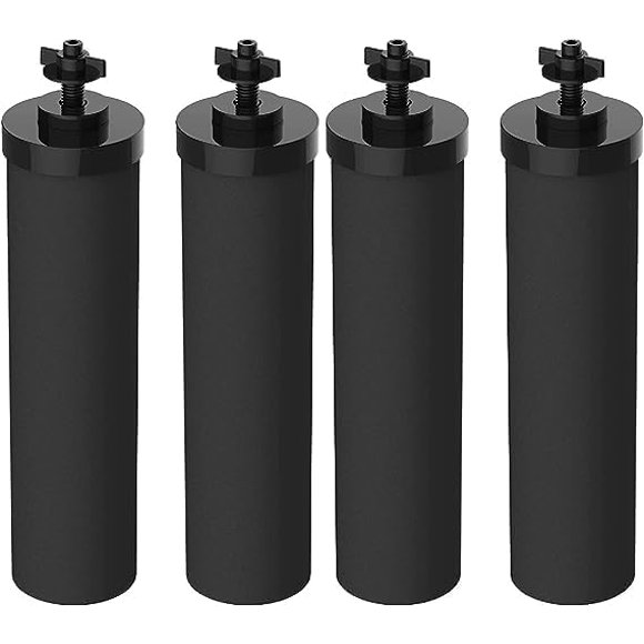 Filtre à Eau Certifié NSF/ANSI 372, Remplacement pour Berkey® BB9-2® Éléments de Purification Noirs et Système de Filtration par Gravité Berkey®, Système à Réservoir d'Eau en Forme de Goutte d'Eau, Lot de 4 Unités de 4 Unités
