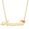 Personalized Planet Women's Gold Plated Script Name with Enamel Hearts Necklace