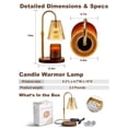 thumbnail image 3 of Candle Warmer Lamp with Timer and Dimmer, Height Adjustable for Jar Candles, 2x50W Bulbs, Vintage Wax Warmer Home Decor Gift, 3 of 12