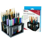 U.S. Art Supply 96 Hole Plastic Pencil & Brush Holder - Desk Stand Organizer Holder for Pens, Paint Brushes, Colored Pen