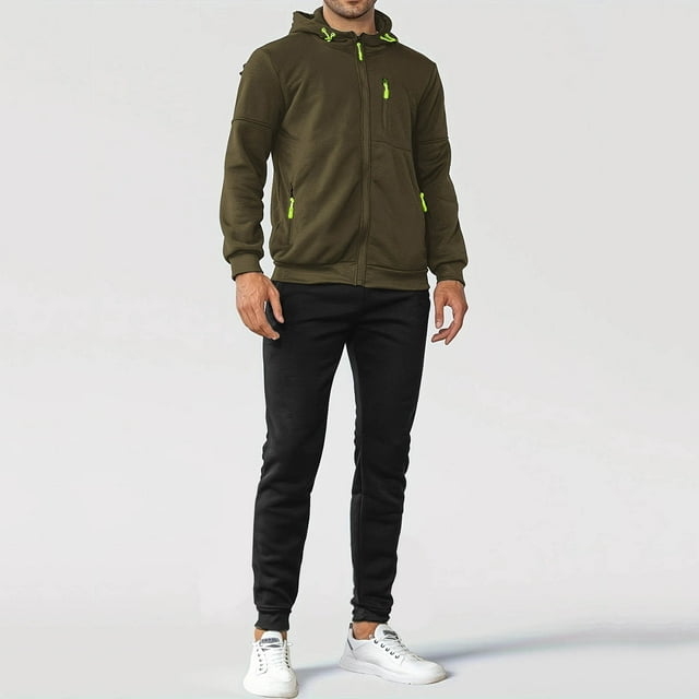 sageysalite Sweatsuits for Men 2 Piece Sets Full Zip up Hooded Long Sleeve Workout Sports Running Jogger Tracksuits with Multi Pockets