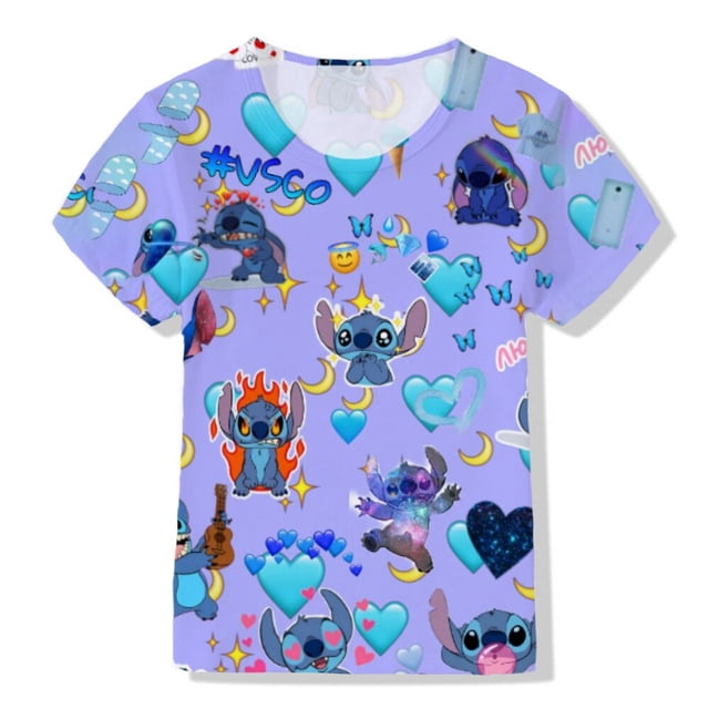 Disney 2-12-year-old New Summer Girl Boy Steve Love Camiseta de dibujos animados de algodón puro de manga corta para niños Clothing120 Gao Jinjia LED