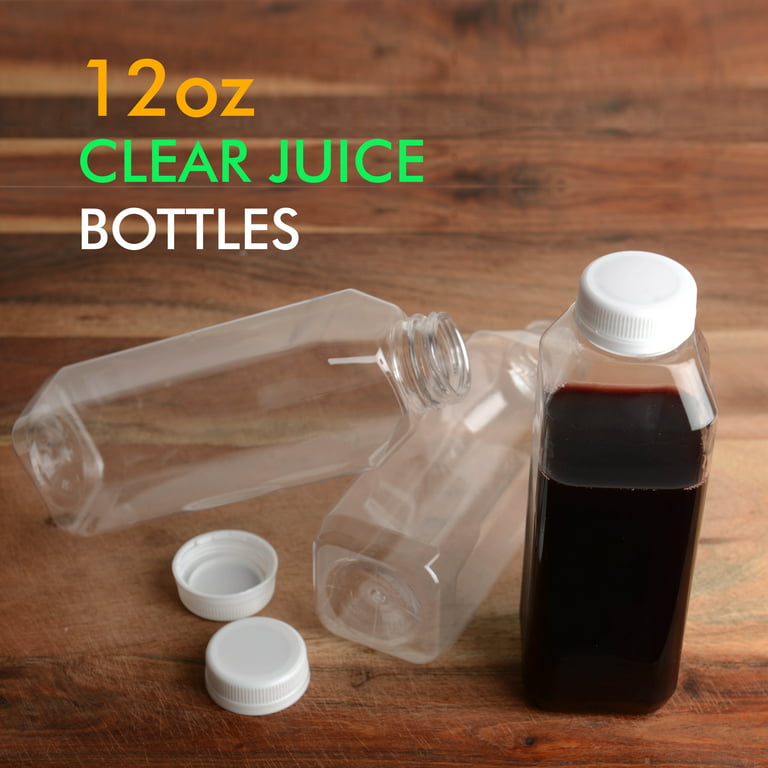  12 oz Glass Juice Bottles With Caps (2 Pack) - Reusable Glass  Bottles with 6 Tamper Proof Snap-On Caps - Food Grade Glass Bottles - Juice  Containers with Lids for Cold