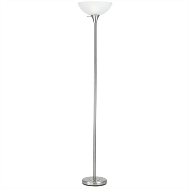 150 W 3 Way Metal Torchiere Floor Lamp With Glass Shade