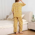 thumbnail image 5 of Jinhomg Womens Soft Cotton Pajamas Elegant Floral Print Long Sleeve Button Down Tops and Straight Pants Sets 2 Piece Casual Sleepwear Loungewear Yellow M, 5 of 9