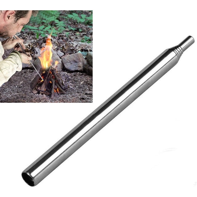 Flint Fire Starter Kit de supervivencia con escalador y cerbatana, herramienta reutilizable de supervivencia de emergencia al aire libre para viajes, camping y senderismo