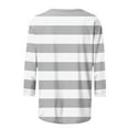 thumbnail image 5 of Htigea Striped Print T-Shirts for Women Plus Size 3/4 Sleeve Crew Neck Tees Casual Loose Top Soft Comfy Fall Blouses Gray,L, 5 of 5