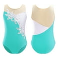 thumbnail image 3 of YiZYiF Kids Girls Mesh Patchwork Ballet Dance Leotard Gymnastic Bodysuit Blue Green 14, 3 of 6