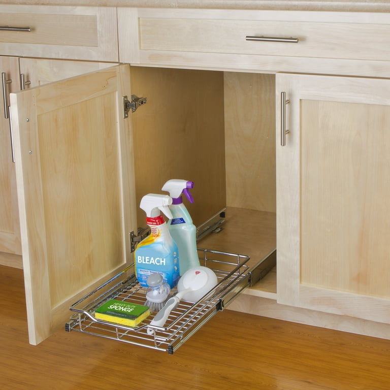 Smart Design Pull Out Cabinet Shelf Organizer - Small - Holds 100