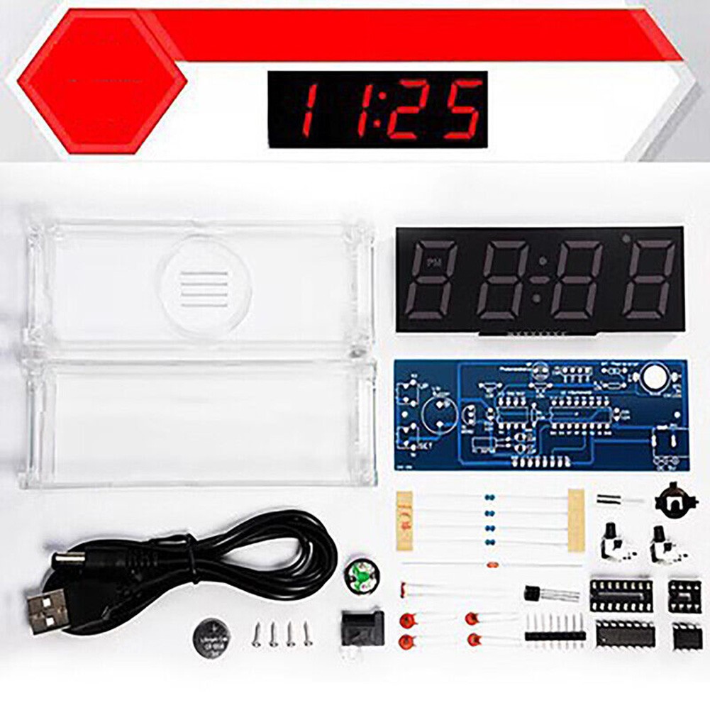 Kit Horloge Électronique DIY Avec Affichage LED - Heure, Date, Température, Alarme, 4 Modules