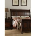 thumbnail image 2 of Antique Sleigh Bed Bedroom Cherry Veneer Wooden 1pc Queen Size Bed HB FB Rails MDF Pine Formal Bedframe, 2 of 5
