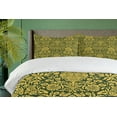 thumbnail image 4 of Ambesonne Floral Duvet Cover Sets, Baroque Flowers Motif, 2-King, Green Earth Yellow, 4 of 7