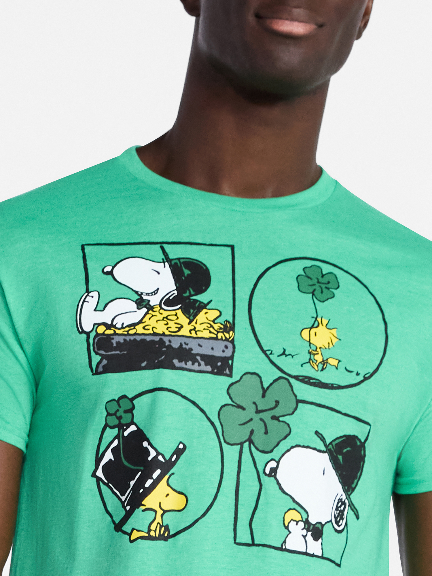 Peanuts Snoopy Men's and Big Men's Four Square Saint Patrick's Day Graphic Tee, Sizes S-3XL