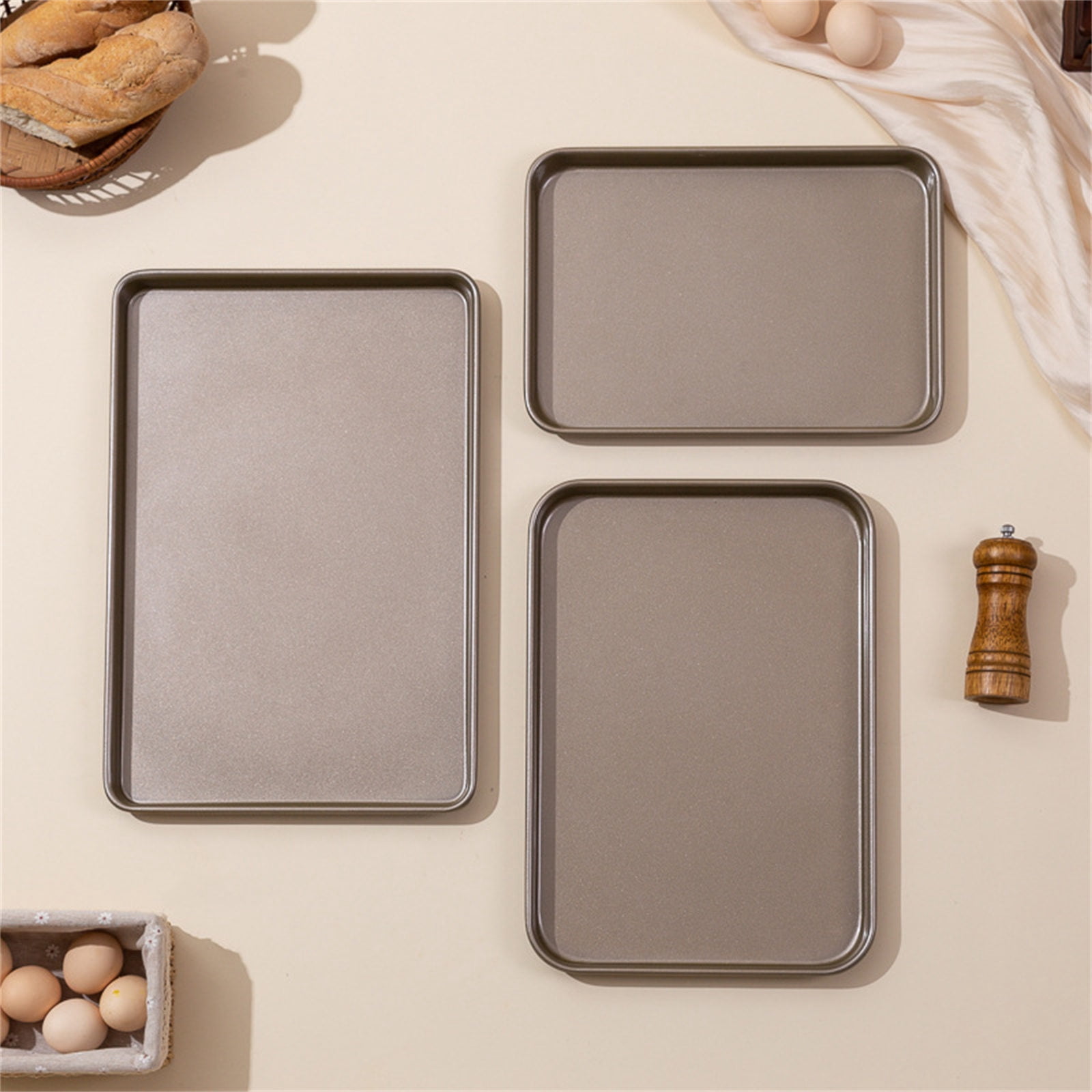 Carbon Steel Baking Tray Nonstick Cookie Sheet, Oven-Safe Rectangular Pan for Even Heating & Commercial Cooking