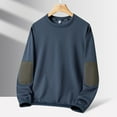 thumbnail image 4 of Zylanna Men's Long Sleeve T-Shirts, Crew Neck Color Block Patching Homewear Loose Casual Tops for Men Dark Gray, 4 of 5