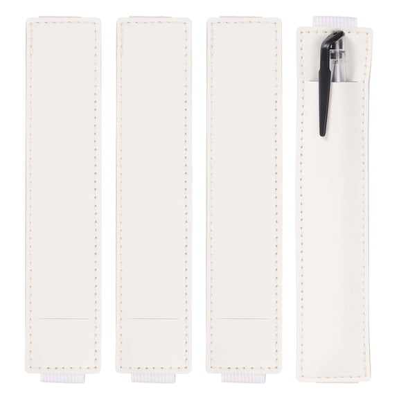 Uxcell 6 Pcs Adjustable Pen Loop Holder for Notebook,  PU Leather Pen Holder Pencil Sleeve Elastic Strap Band Designed for Journals Clipboards, Notebooks, Journals, Calendars (White)