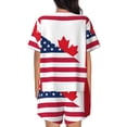 thumbnail image 6 of Fuzoiu USA Canada Flag Print Women's Short-Sleeved Pajama Set,Lounge Sleepwear Set,Womens Pajama Sets 2 Piece,Button-Up Top and Shorts with Pockets-3X-Large, 6 of 7