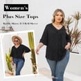 thumbnail image 2 of Bukemao Women's Plus Size 3/4 Length Sleeve Top – Dressy Casual Blouse with Ruffle V Neck Shirt, 2 of 9