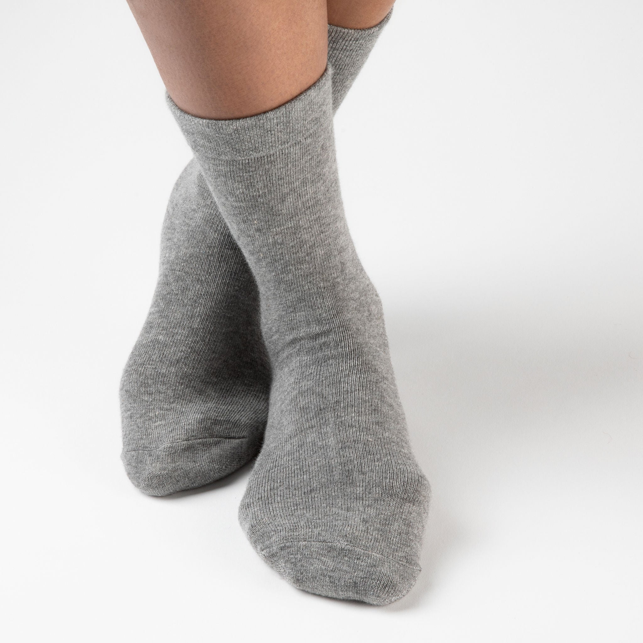 Light Grey Fuzzy Socks with Grips for Women x2 Pairs - Gripjoy Socks