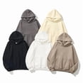 thumbnail image 2 of Sudadera con capucha holgada de manga larga con bolsillo tipo canguro y hombros caídos para mujer, 2 of 2