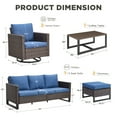 thumbnail image 7 of Unnifurnzi Outdoor Furniture-6 Pieces Outdoor Conversation Sets with Outdoor Swivel Rocking Chairs Outdoor Couch and Ottoman Outdoor Wicker Furniture for Deck Balcony Garden-Brown/Blue, 7 of 7