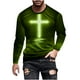 thumbnail image 2 of Blusas y camisas de manga larga con cuello redondo para hombre, blusa informal de manga larga con cuello redondo y estampado de rayas, blusa de poliéster para hombre, 2 of 5