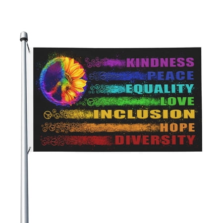 Sunflower Tie Dye Peace Flag 3x5 Ft - Inspirational Outdoor Decoration for Home, Garden, or Events - Promote Kindness, Equality, Love, Inclusion, Hope & Diversity