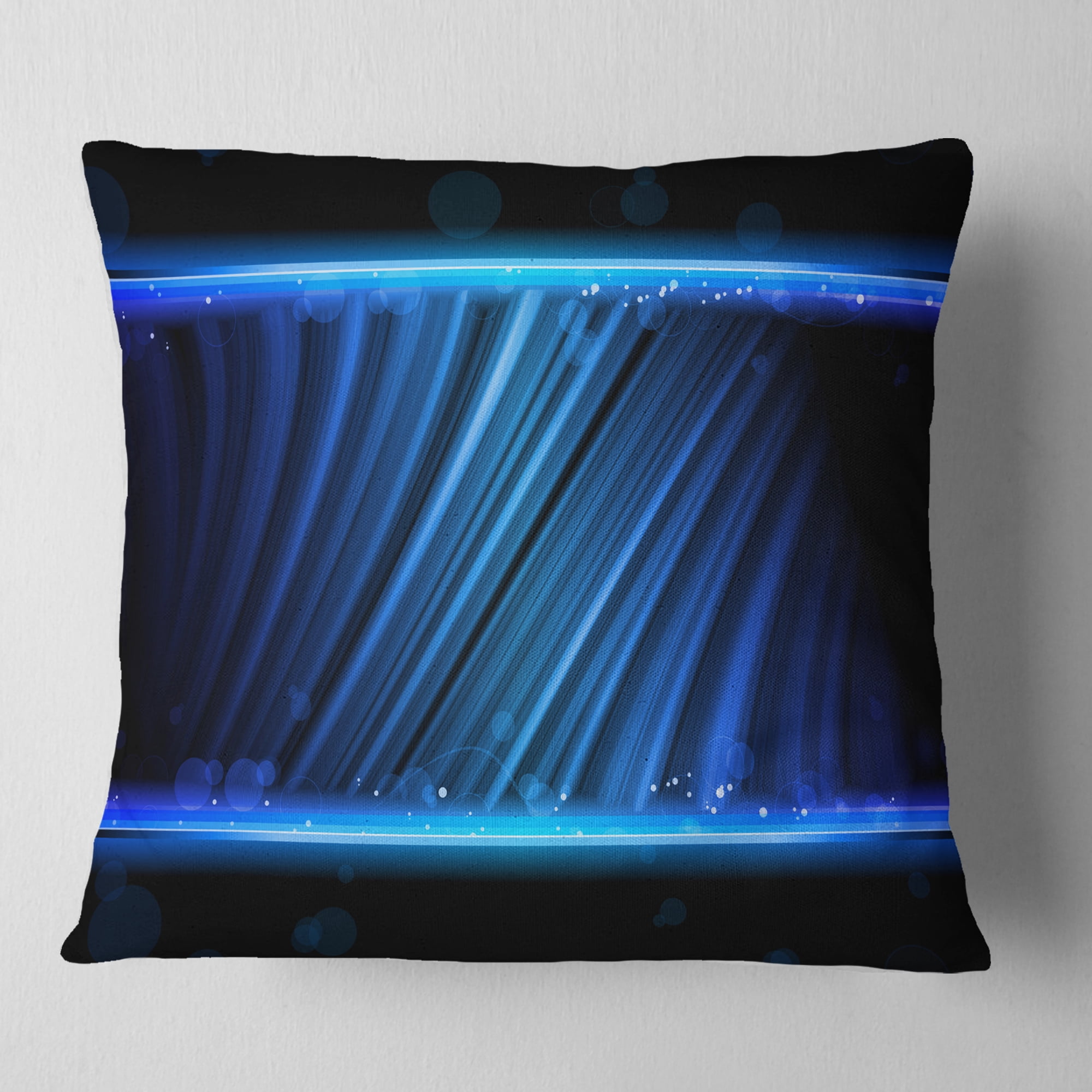 Designart Disco Blue Waves - Contemporary Throw Pillow - 16x16