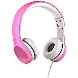 LilGadgets Connect+ Style Wired Headphones for Kids for School with SharePort® Technology, Child-Friendly Foldable On-Ear Headset with Built-in Microphone, Comfy for Kids Headphones, Pink