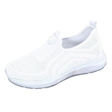 Fauean Slip on Sneakers Women Comfortable Slip on Sneakers Mesh Breathable Walking Shoes White Size 39