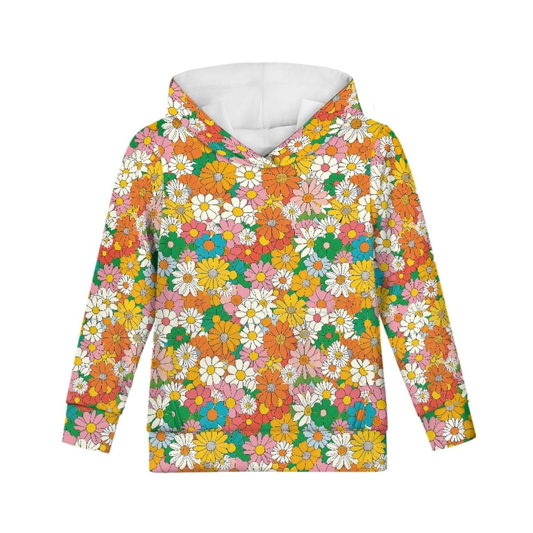 DISNIMO Flower Hippie Hoodie Size 8-10 Kids Girls Long Sleeve Tops