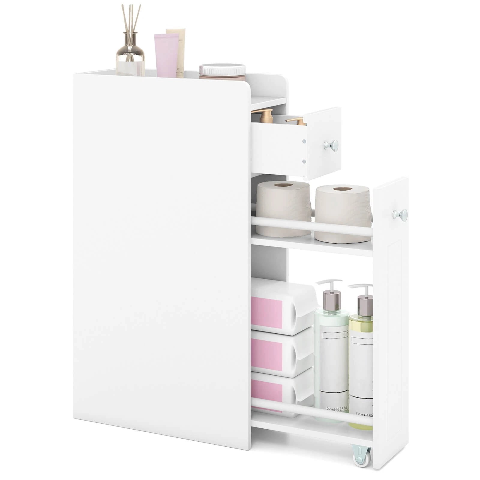 Harmijoy Small Bathroom Storage Cabinet 4-Tier Narrow Toilet Side Storage Cabinet